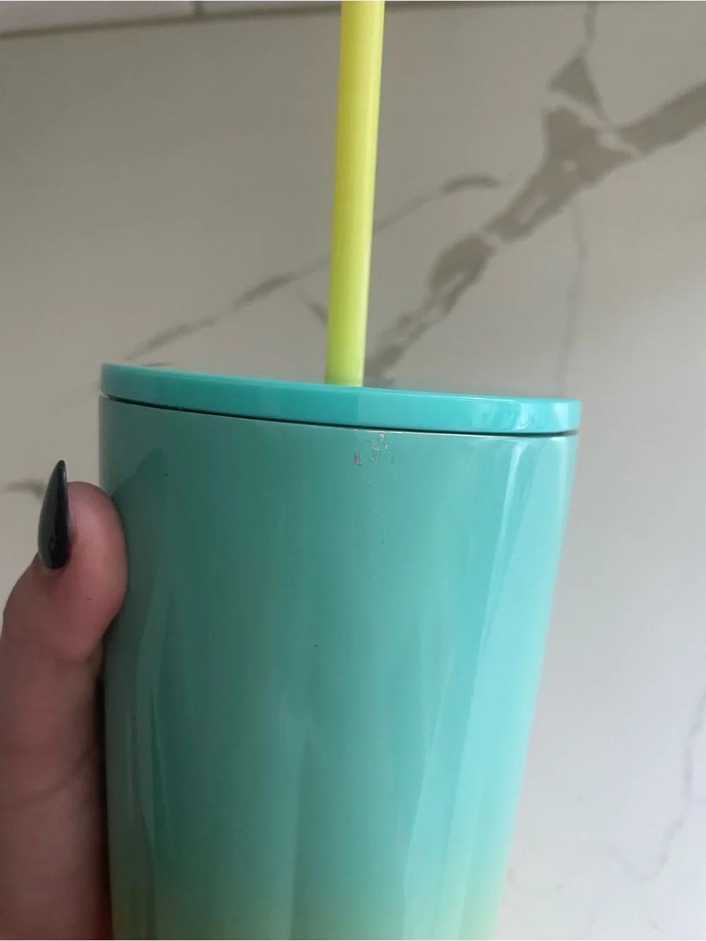 Starbucks Summer 2021 Teal Yellow Ombré Stainless Steel Tumbler cup Venti 24oz